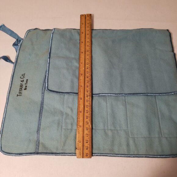 VTG TIFFANY & CO STERLING SILVER ANTI TARNISH 5 SLOT FLAT WEAR KNIVE ROLL BAG - Picture 6 of 7